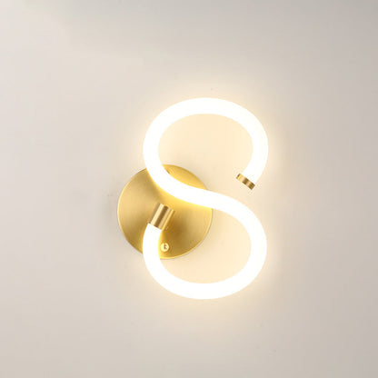 Brass Oval Figure Six Eight Letter LED Wall Sconce Lamp