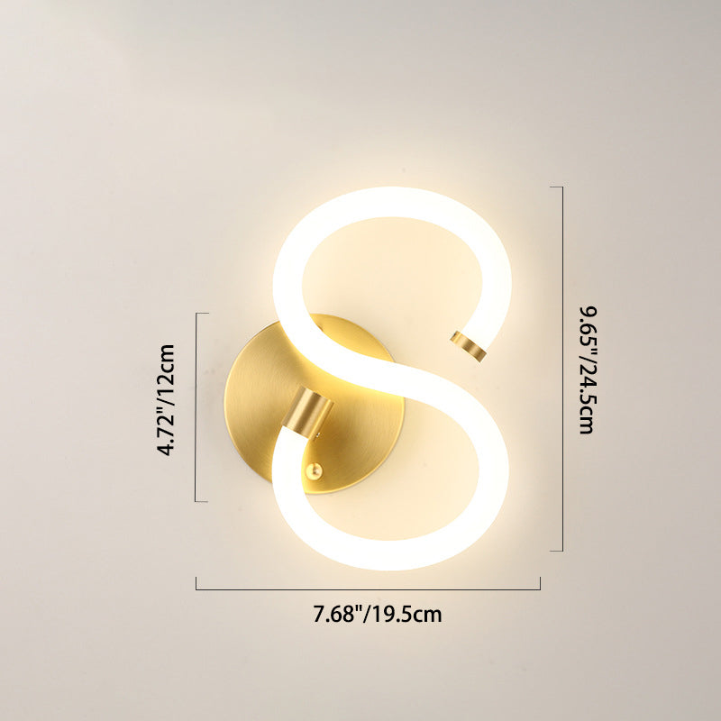 Brass Oval Figure Six Eight Letter LED Wall Sconce Lamp