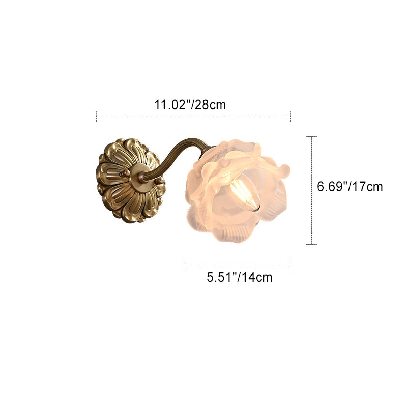 French Cylinder Ball Copper Glass 1-Light Wall Sconce Lamp
