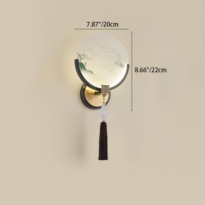 Traditional Chinese All-Copper Glass LED Wall Sconce Lamp