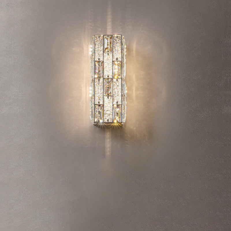 Rectangle Stainless Steel Crystal LED Wall Sconce Lamp