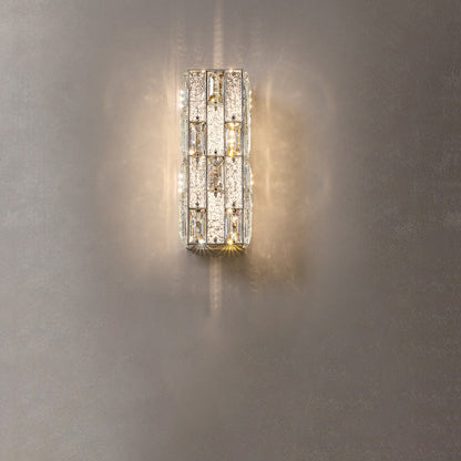 Rectangle Stainless Steel Crystal LED Wall Sconce Lamp