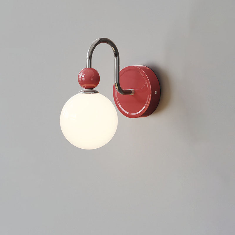 French Round Ball Iron Glass 1-Light Wall Sconce Lamp