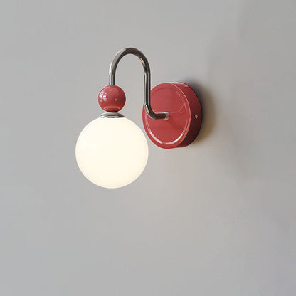 French Round Ball Iron Glass 1-Light Wall Sconce Lamp