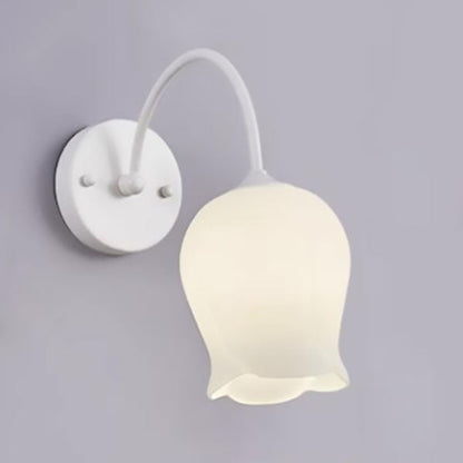 Simplicity Flower Iron Glass 1-Light Wall Sconce Lamp