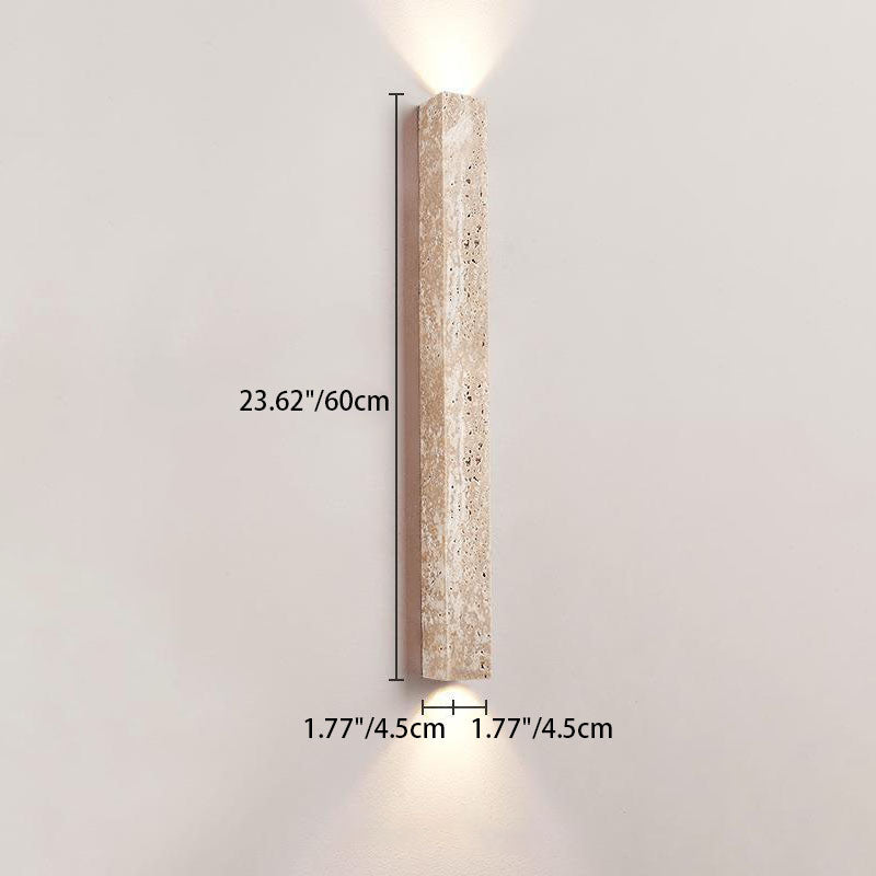 Traditional Japanese Long Strip Yellow Travertine 2-Lights For Hallway