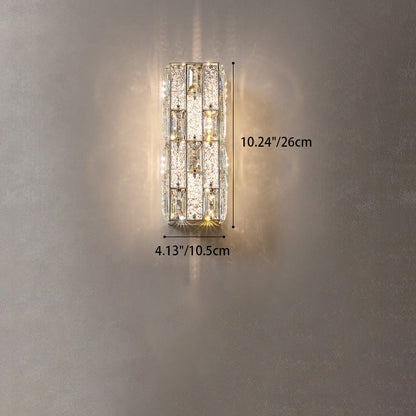 Rectangle Stainless Steel Crystal LED Wall Sconce Lamp