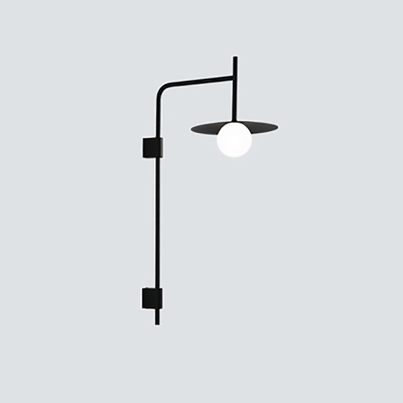 Iron Glass Disc Round Plate 1-Light Wall Sconce Lamp