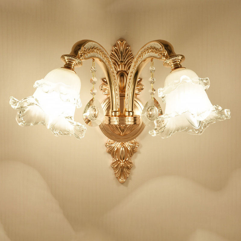 Floral Alloy Ceramic Glass 1/2 Light Wall Sconce Lamp