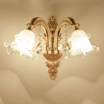Floral Alloy Ceramic Glass 1/2 Light Wall Sconce Lamp