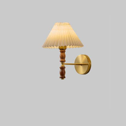 Japanese Ceramic Conic Pleated 1-Light Wall Sconce Lamp
