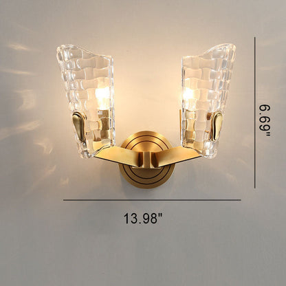 Light Luxury All Brass Glass 1/2-Light Wall Sconce Lamp