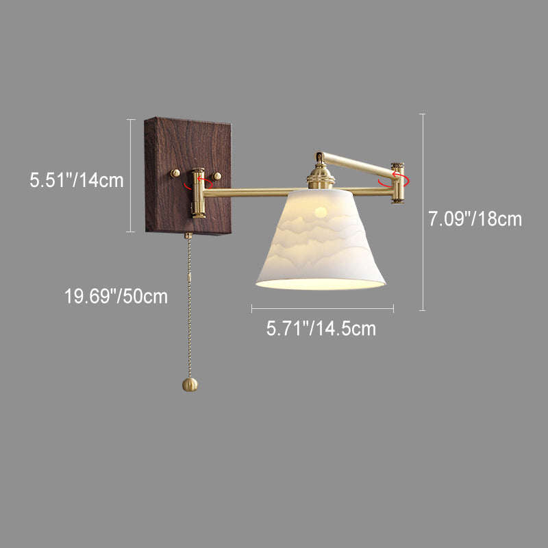 Japanese Grain Full Copper Ceramic 1-Light Wall Sconce Lamp