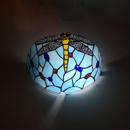 Tiffany Flower Dragonfly 1-Light Wall Sconce Lamp