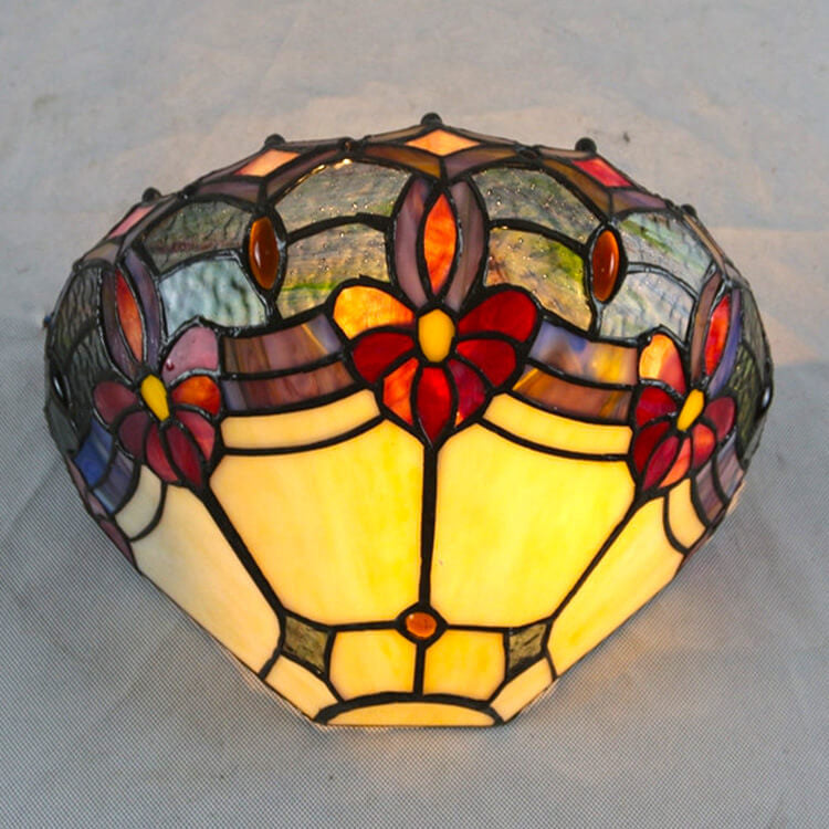 Tiffany Flower Stained Glass Bowl 1-Light Wall Sconce Lamp