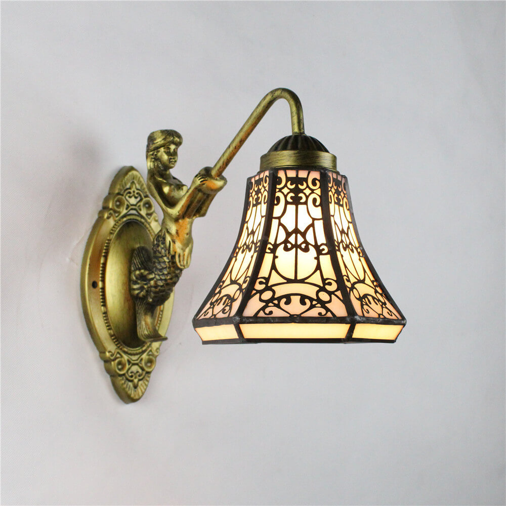 Tiffany Conical Stained Glass 1-Light Wall Sconce Lamp