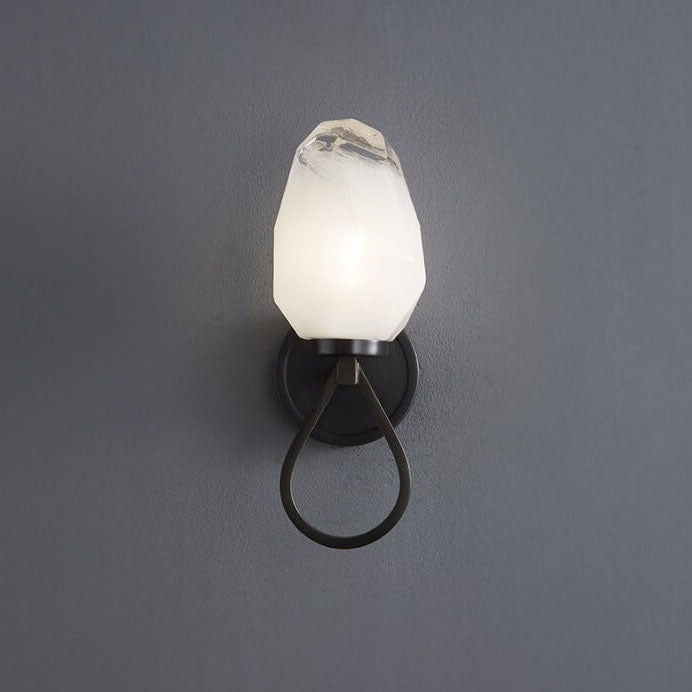 Brass Geometrical Glass Shade 1-Light Wall Sconce Lamp