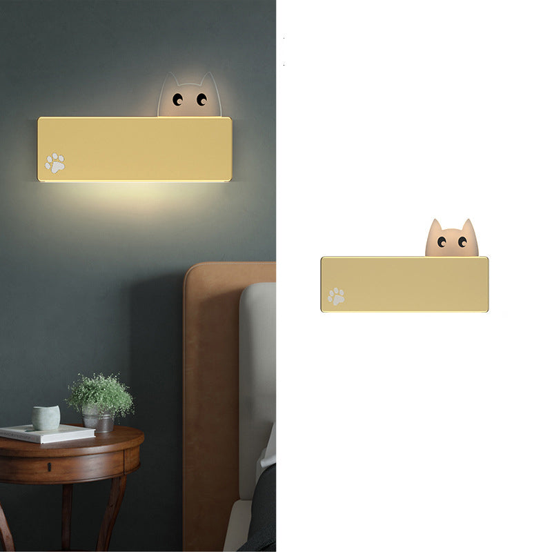 Simplicity Animal Cat Rectangular Iron LED Wall Sconce Lamp