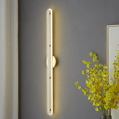 Modern Luxury Long Strip Copper Glass LED Wall Sconce Lamp