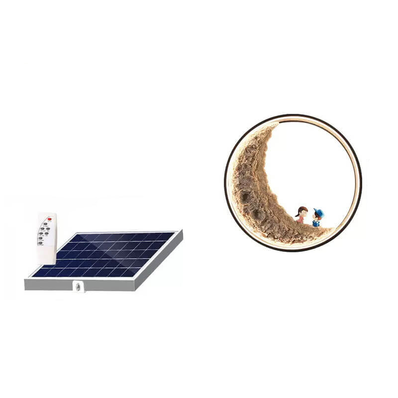 Creative Aluminum Moon Solar LED Outdoor Wall Sconce Lamp