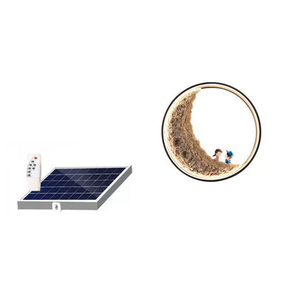 Creative Aluminum Moon Solar LED Outdoor Wall Sconce Lamp