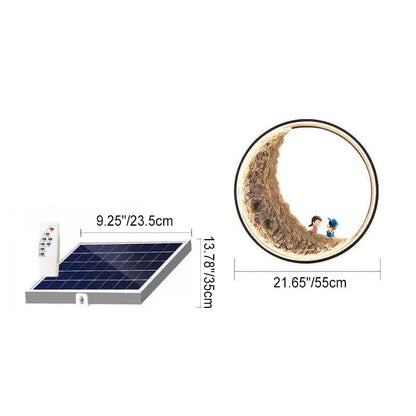 Creative Aluminum Moon Solar LED Outdoor Wall Sconce Lamp