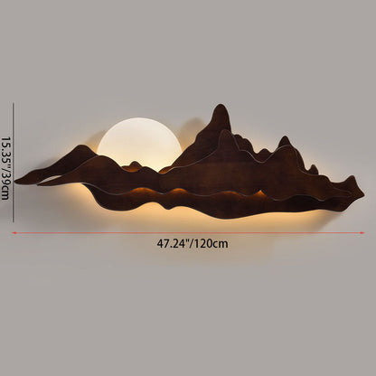 Traditional Chinese Wood Landscape LED Wall Sconce Lamp