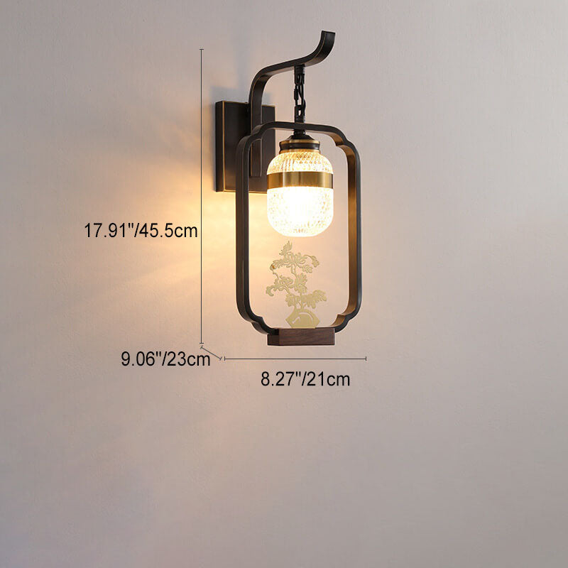 Light Plant Copper Crystal Glass 1-Light Wall Sconce Lamp