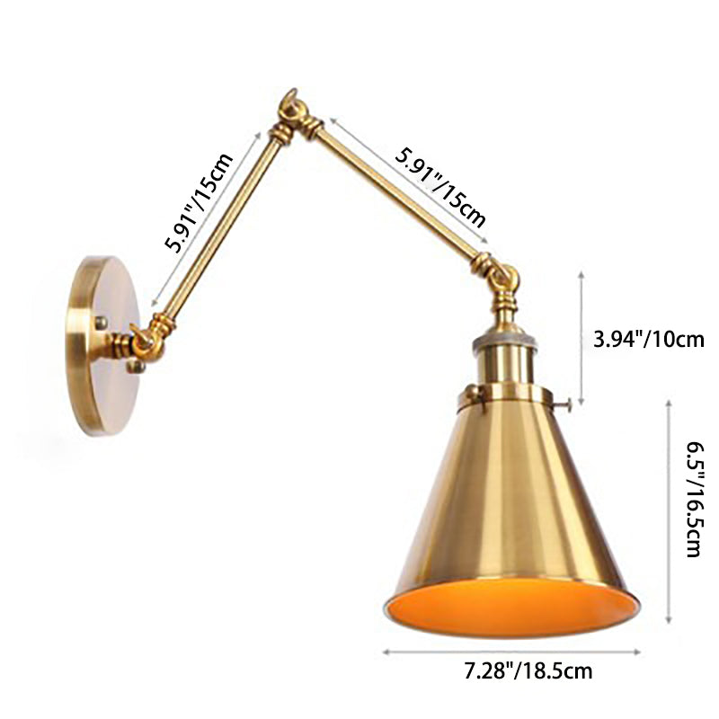 Retro Iron Cylinder Cone 1-Light Wall Sconce Lamp