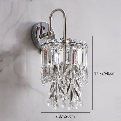 Cylinder Stainless Steel Crystal 1-Light Wall Sconce Lamp