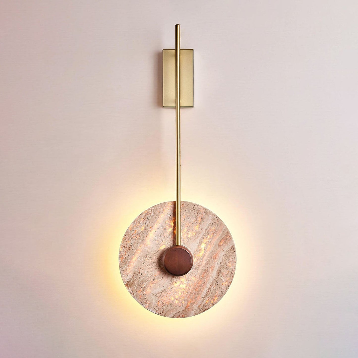 Scandinavian Iron Yellow Travertine LED Wall Sconce Lamp