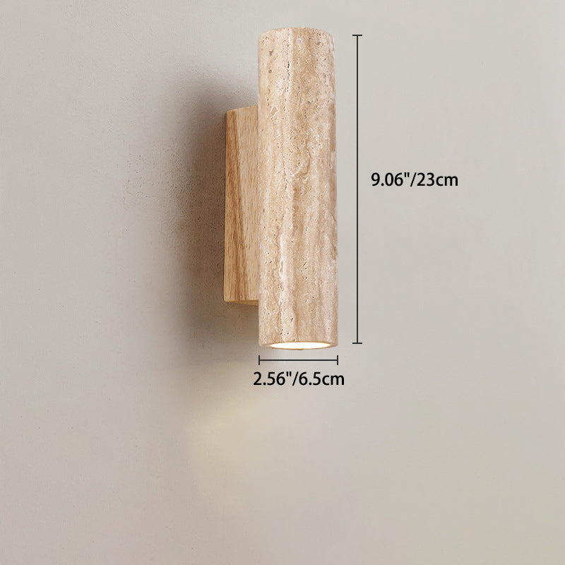 Japanese Wood Cubic Cylinder 1-Light Wall Sconce Lamp