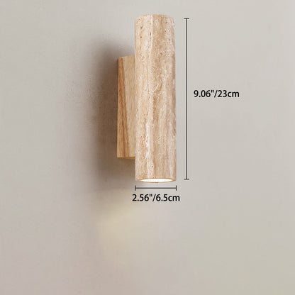 Japanese Wood Cubic Cylinder 1-Light Wall Sconce Lamp
