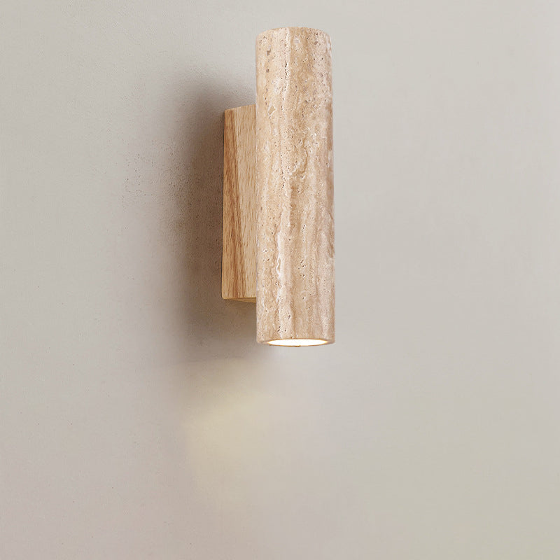 Japanese Wood Cubic Cylinder 1-Light Wall Sconce Lamp