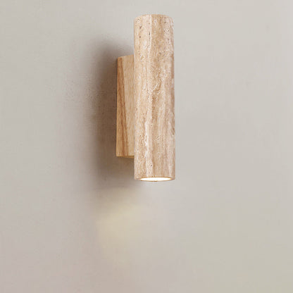 Japanese Wood Cubic Cylinder 1-Light Wall Sconce Lamp