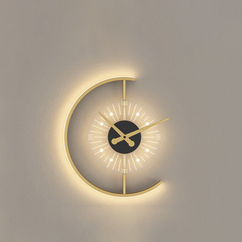 Nordic Iron Acrylic Clock Design LED Wall Sconce Lamp