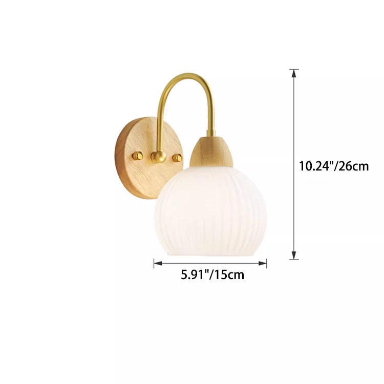 Wood Acrylic Iron Flower Ball 1-Light Wall Sconce Lamp