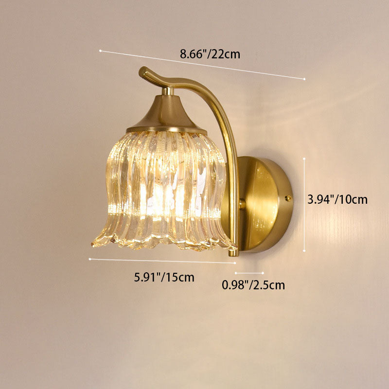 French Floral Hardware Glass 1-Light Wall Sconce Lamp