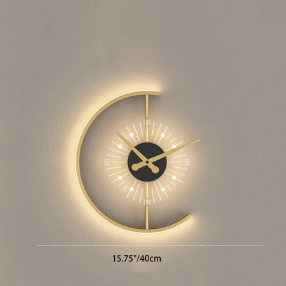 Nordic Iron Acrylic Clock Design LED Wall Sconce Lamp