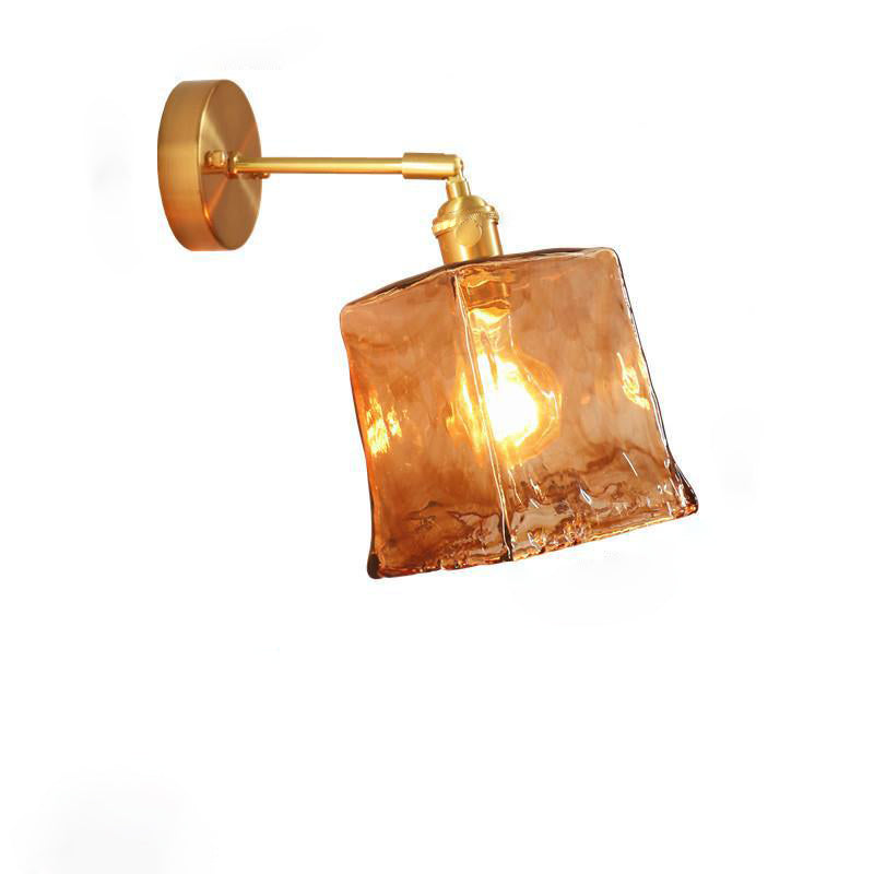 Eclectic Brass Iron Geometric 1-Light Wall Sconce Lamp