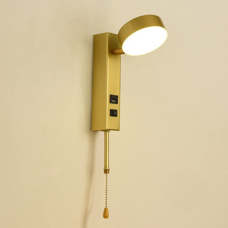 Minimalist Round Rectangular Base USB LED Wall Sconce Lamp