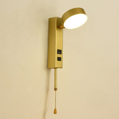 Minimalist Round Rectangular Base USB LED Wall Sconce Lamp