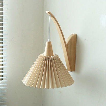 Japanese Fabric Umbrella Shade 1-Light Wall Sconce Lamp