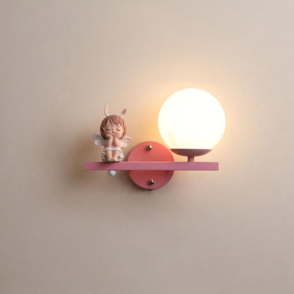 Kids Unicorn Orb Resin Iron Glass 1-Light Wall Sconce Lamp