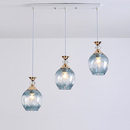 Contemporary Nordic Gradient Glass Hardware Orb 1/3 Light Island Light Chandelier for Living Room