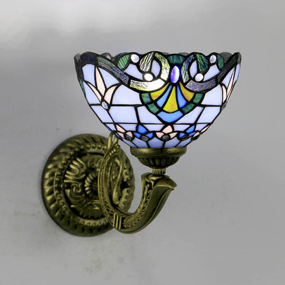 Tiffany Zinc Alloy Stained Glass 1-Light Wall Sconce Lamp