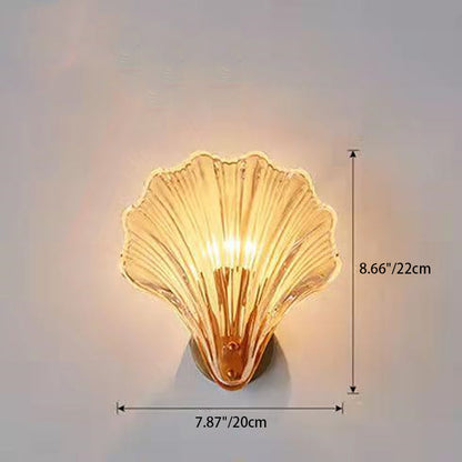 Shell Glass Brass Finish Frame 1-Light Wall Sconce Lamp