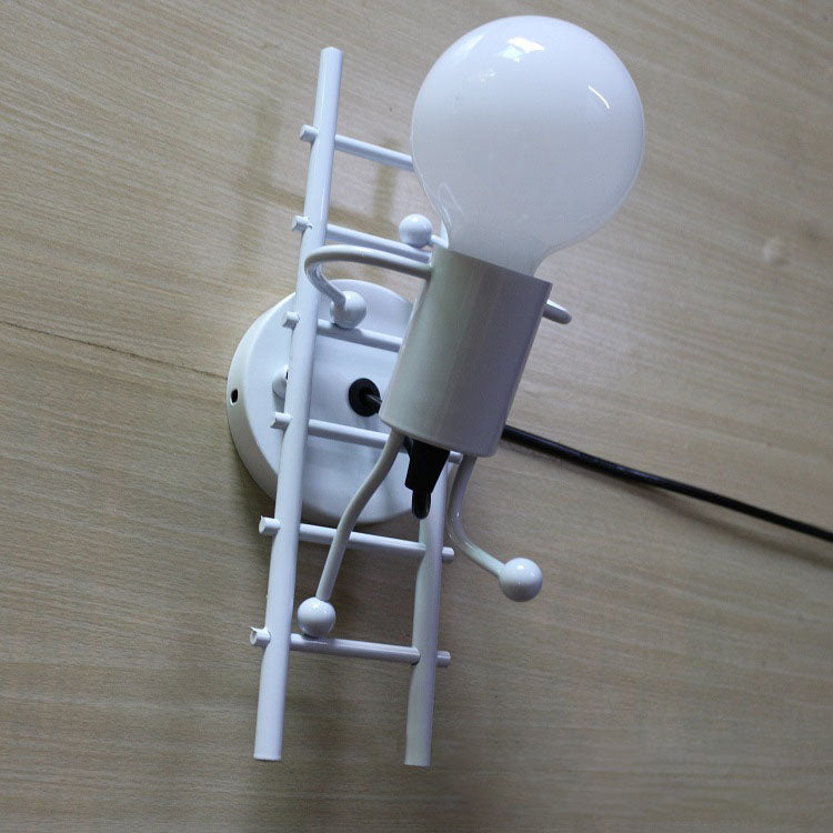 Little People Climbing Stairs Iron 1-Light Wall Sconce Lamp