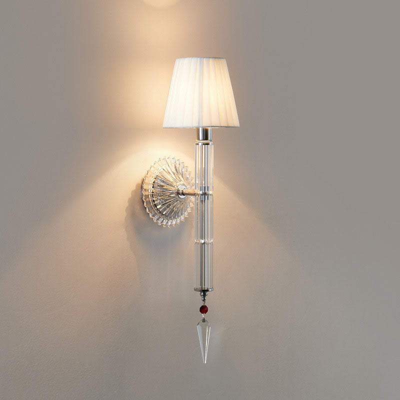 European Light Crystal Fabric 1-Light Wall Sconce Lamp