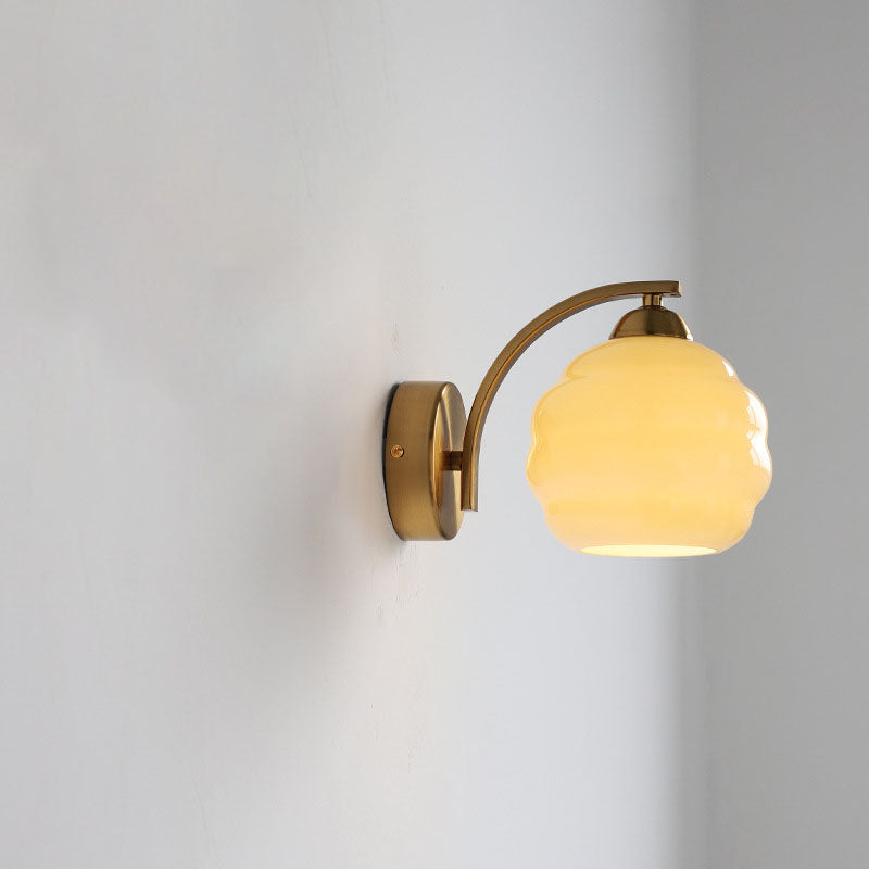 Simplicity Iron Glass Round Ball 1-Light Wall Sconce Lamp
